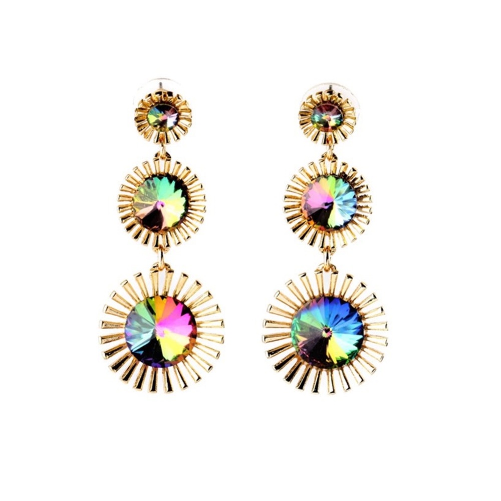 Multicolored crystal earrings - Picture 6 of 8